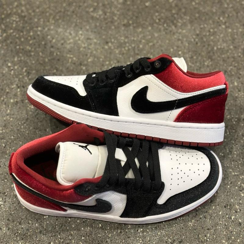 Nike Air Jordan 1 Low Velvet Gym Red Black Toe 100% Authentic