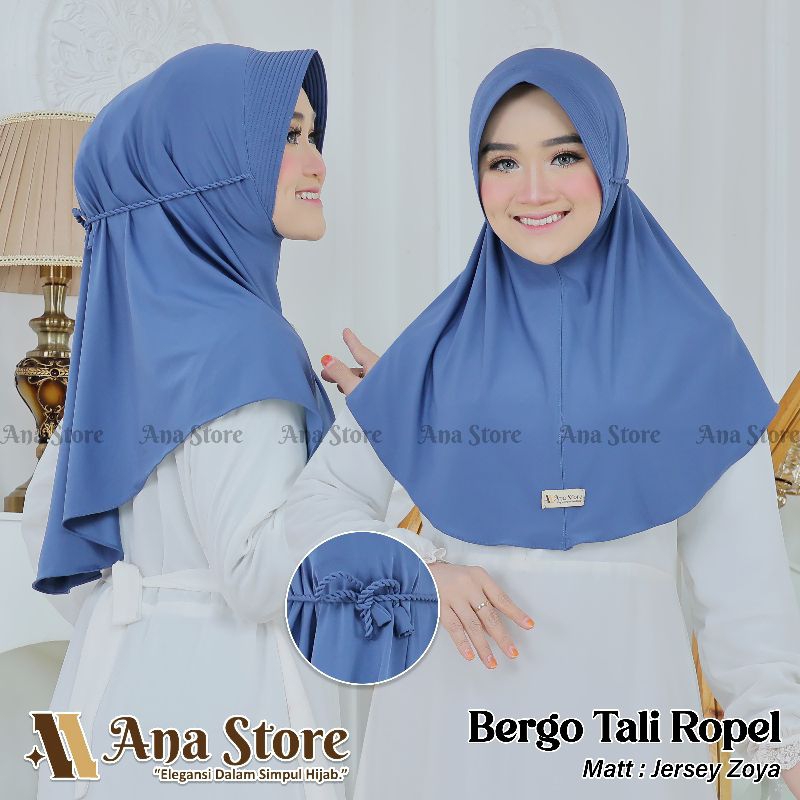 ShalihaStore Bergo Tali Kepang - Jilbab Bergo Tali Belakang Kerudung Bergo Tali Belakang