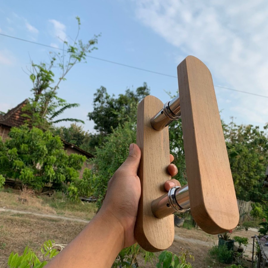 Handle Pintu Rumah Kayu Jati Oval Minimalis /  Tarikan Pintu  Kayu/ Handle Pintu Minimalis