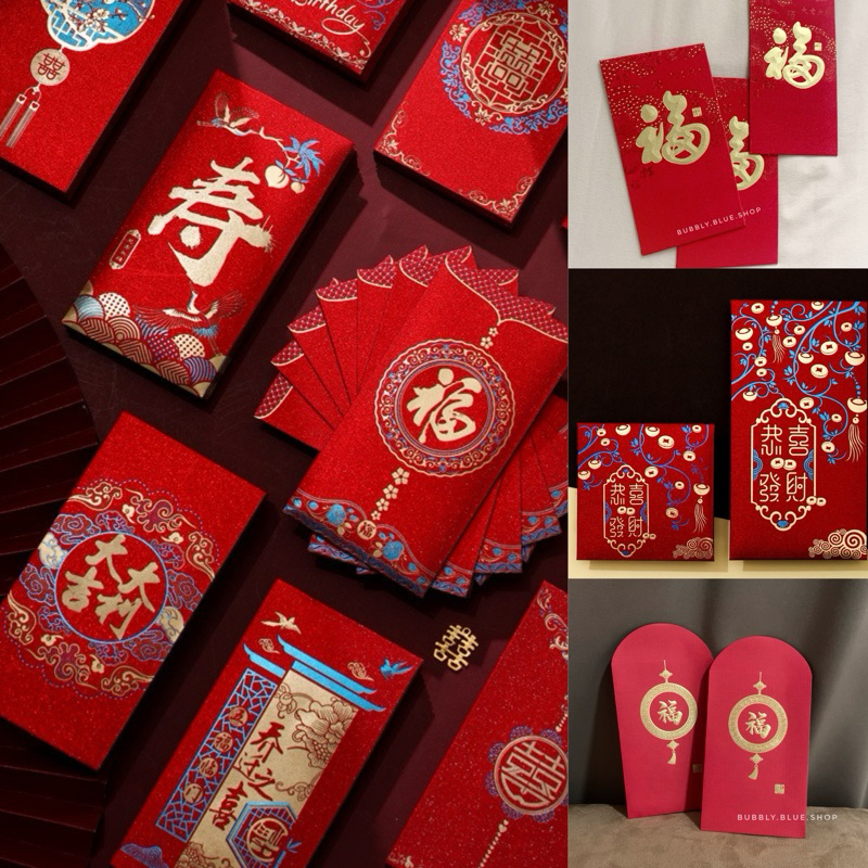 

6pcs angpao FU imlek 2024 sincia hong bao angpau CNY envelope chinese new year money red envelope shuangxi shou