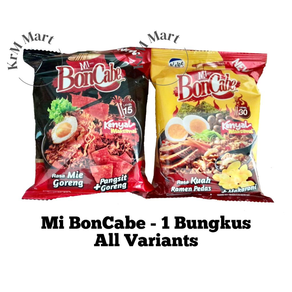 

Mi Boncabe 1 bungkus All Varian rasa mie goreng level lv 15 kuah ramen pedas level lv 30 kenyal maksimal pangsit goreng makaroni kobe instan