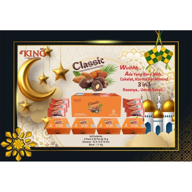 

1 Kotak (20 Pcs) Classic Cokelat isi Kurma dan Almond