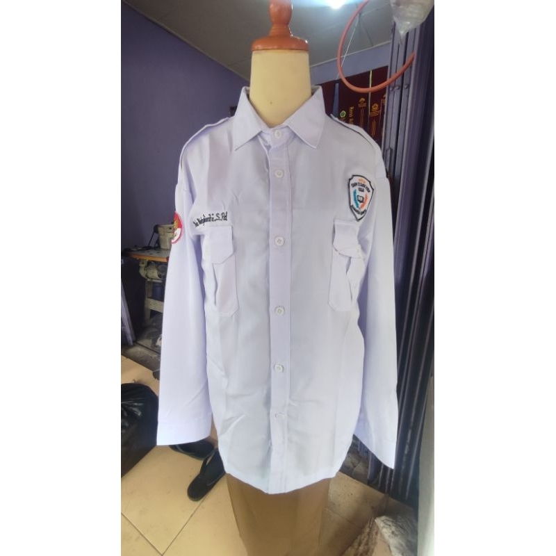 Baju PDH putih lengan panjang ASN/Baju PDH putih pakai 2 logo/Baju PDH putih murah/Baju PDH PPPK/Baj