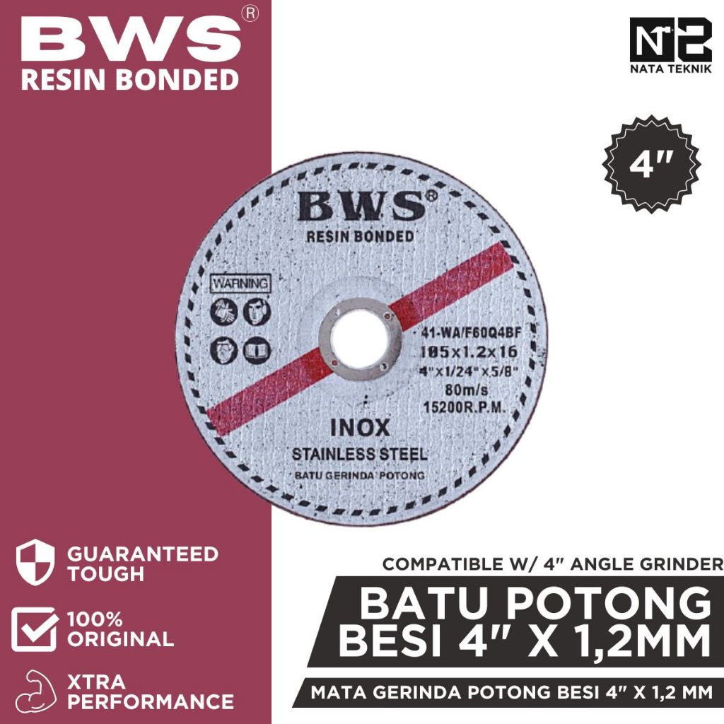 BWS Batu Gerinda Potong Besi 4" x 1,2mm - BWS Mata Gerinda Potong Besi 4" Inch BWS