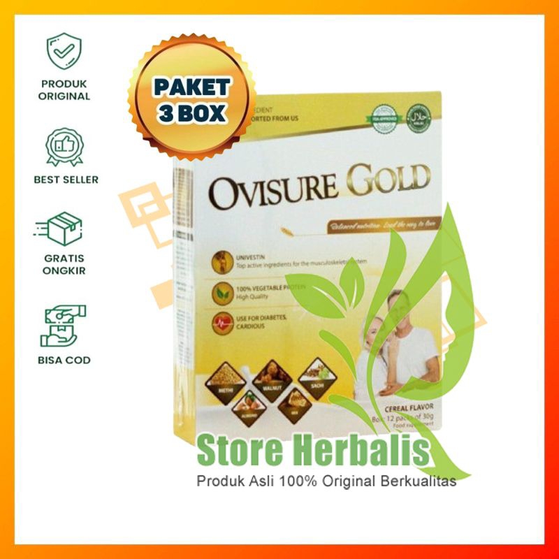 

3 BOX OVISURE GOLD SUSU OBAT VITAMIN TULANG DAN SENDI SYARAF KEJEPIT KERAM ORIGINAL