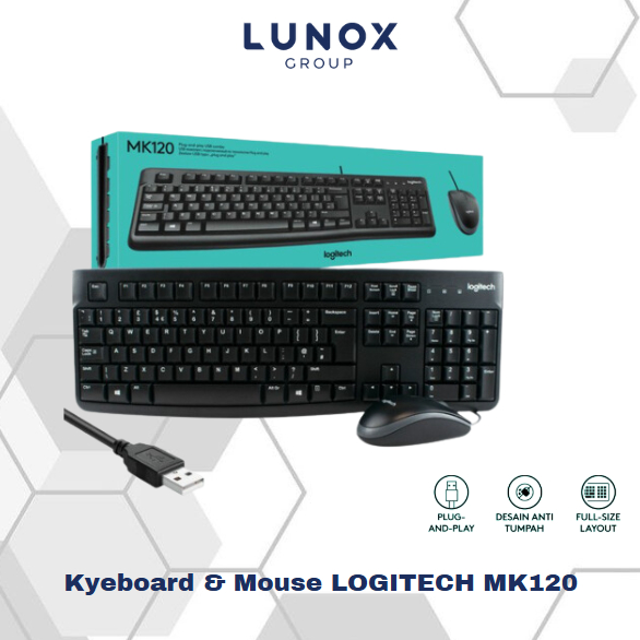 Logitech MK120 Combo Keyboard dan Mouse Kabel USB | LOGITECH MK120 Keyboard & Mouse