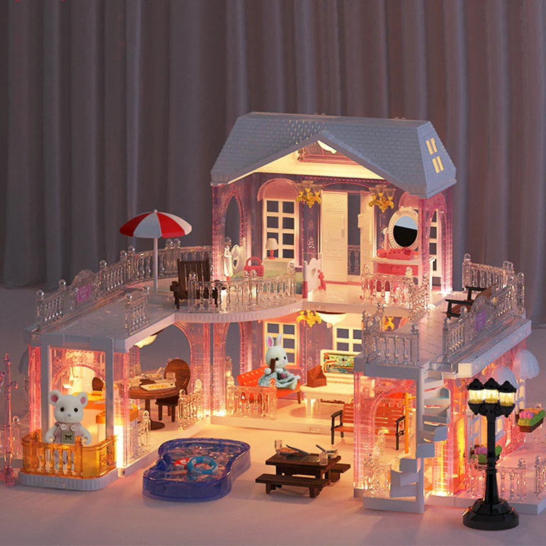 Koala Diary Sylvanian Luxury Villa Doll House mainan rumah boneka anak - Crystal Pink