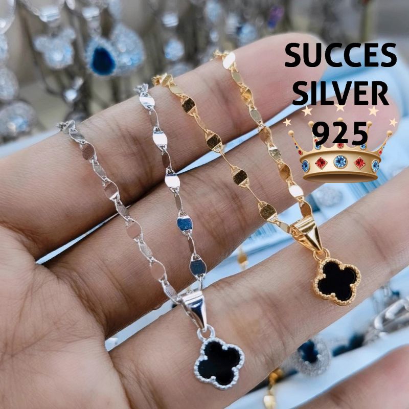 KALUNG PERAK ASLI 925 LAPIS EMAS VARIASI TOSCANO CLOVER