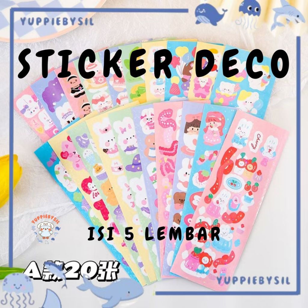 

{Isi 5pcs)Sticker Deco Scrapbook/Sticker DIY/Sticker Glitter/Sticker Lucu/Sticker Set/Sticker Hias