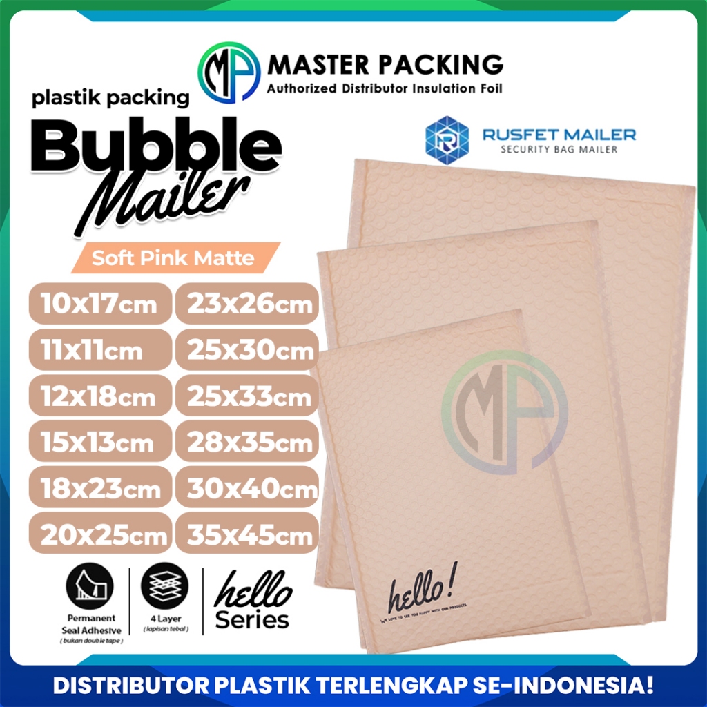 

Amplop Security Bubble Mailer Soft Pink Dove Premium Solid Color Merek Rusfet Harga Satuan