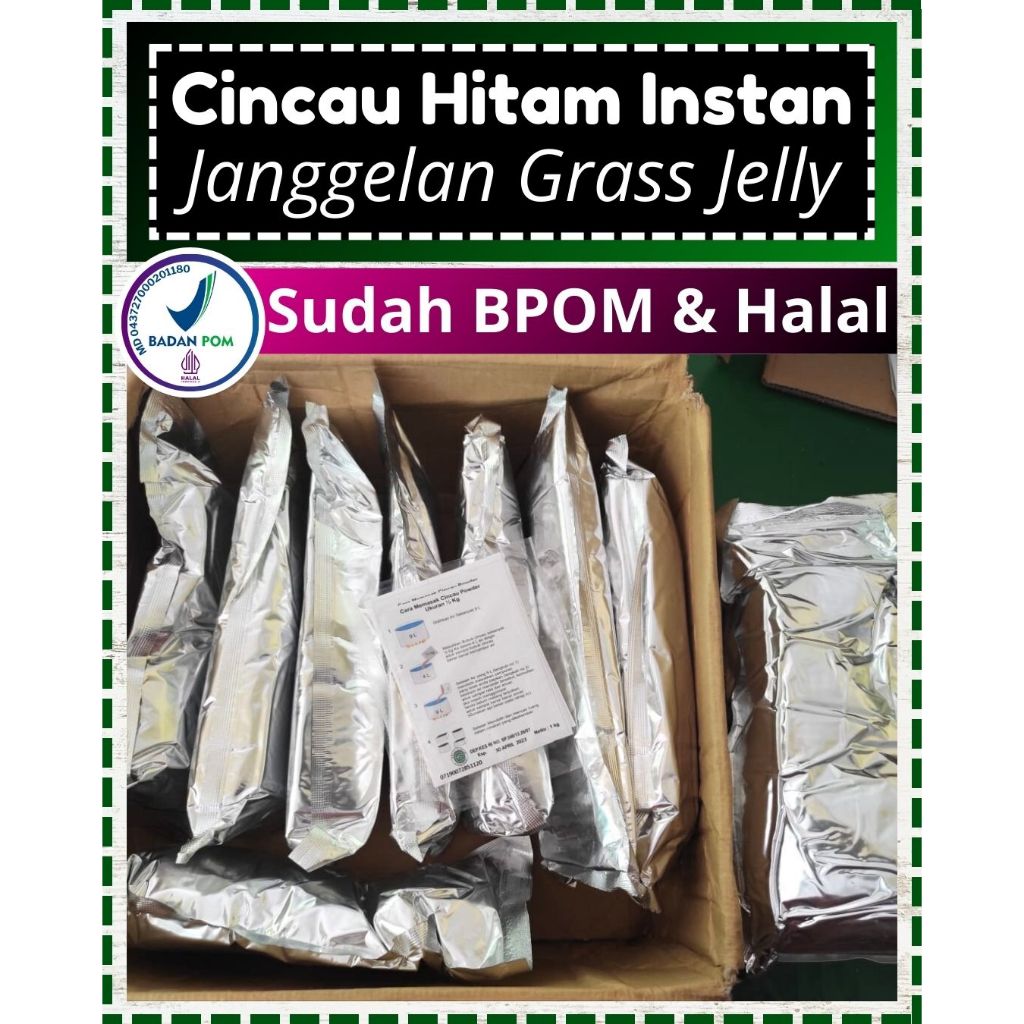 

PROMO Cincau Hitam Instan, Bubuk Cincau Hitam Powder Kemasan Aluminium Foil 1 Kg