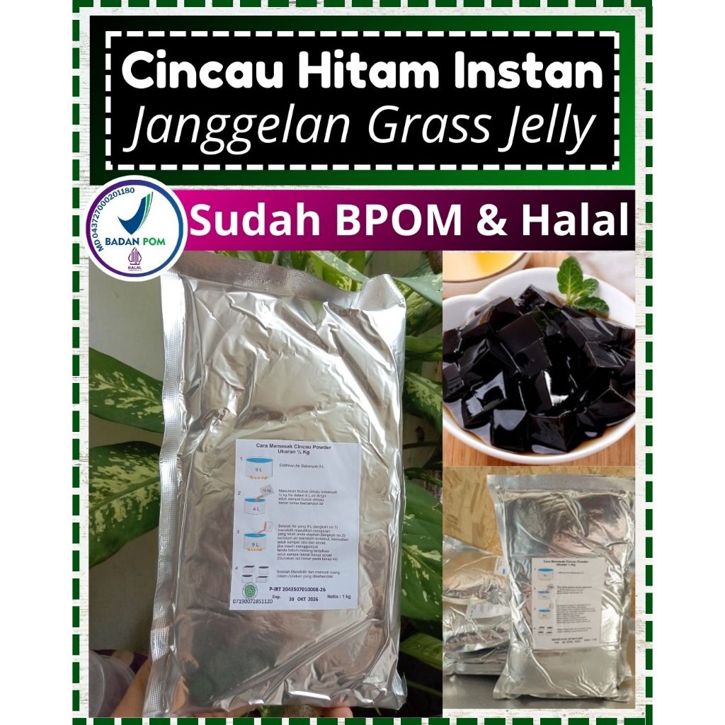 

READY STOCK Bubuk Cincau Hitam Instan Grass Jelly Powder Kemasan Aluminium Foil 1 Kg