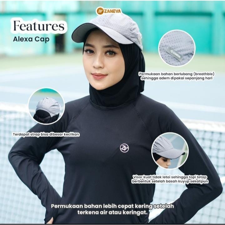 Zaneva Muslimah Sportwear - Alexa Cap | Topi olahraga | Topi Sport Unise+ Cowok-Cewek | Aksesoris