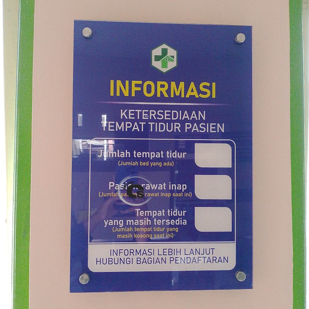 

Akrilik Informasi Ketersediaan Tempat Tidur - Rawat Inap - Puskesmas