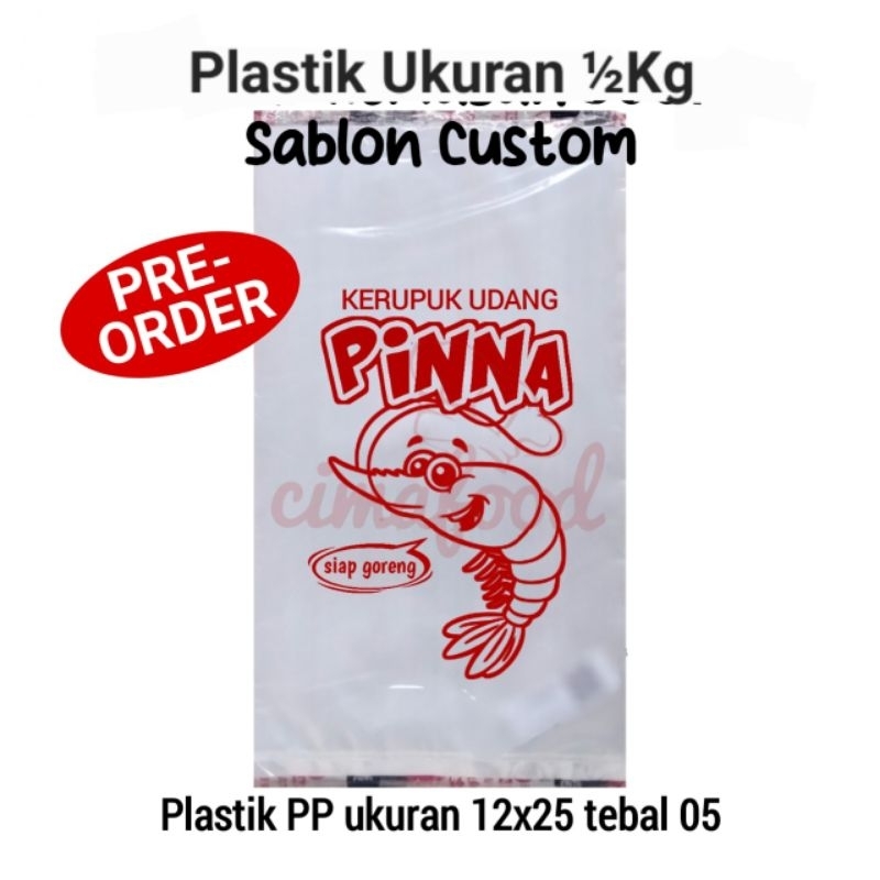 [50pcs] PLASTIK Ukuran ½kg Sablon Custom, Plastik PP Ukuran 12x25x05 Sablon Custom