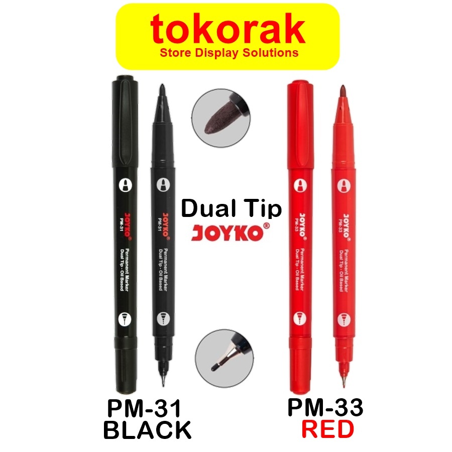 

PERMANENT MARKER DUAL TIP JOYKO SPIDOL PERMANEN HITAM PM 31 PM31 MERAH PM33 33