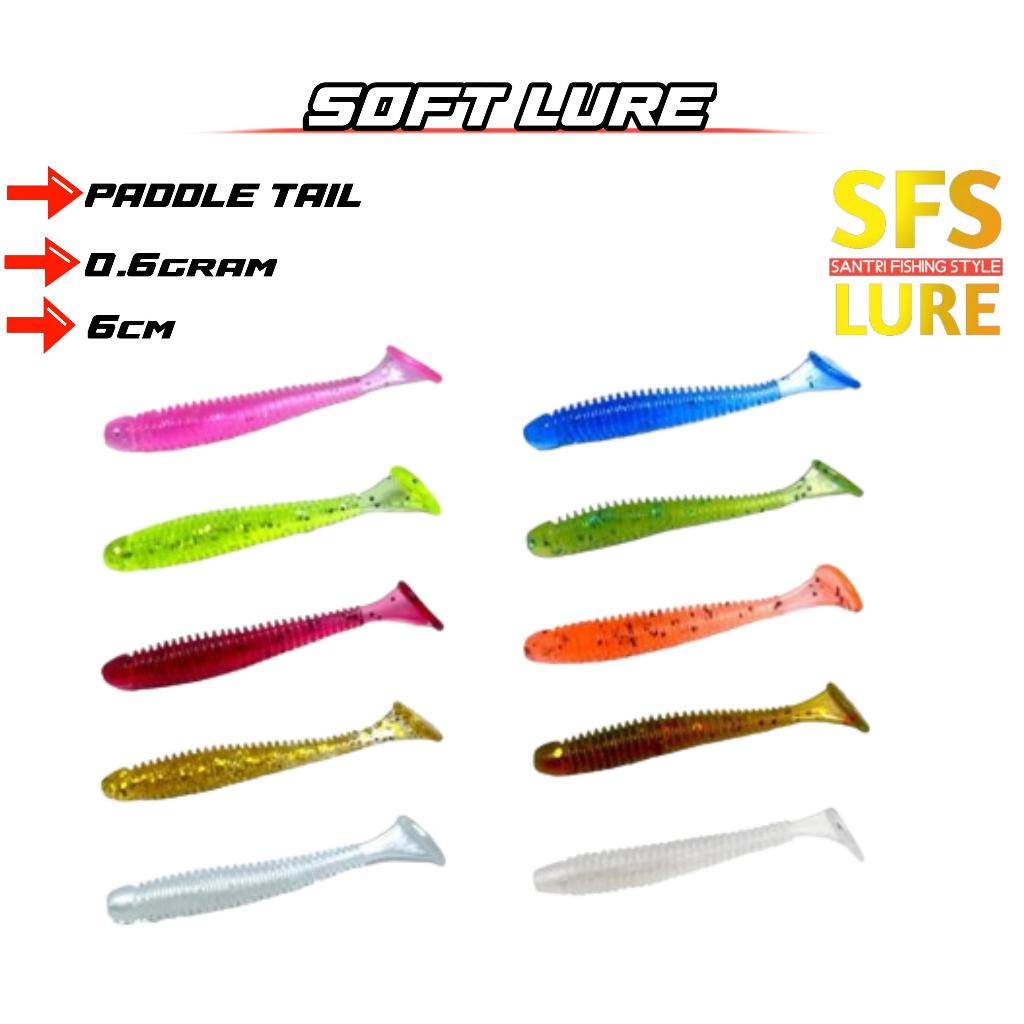 50pcs Soft lure ultralight fishing soft lure paddle tail 5cm 0.6gram soft lure ajing umpan jig head 