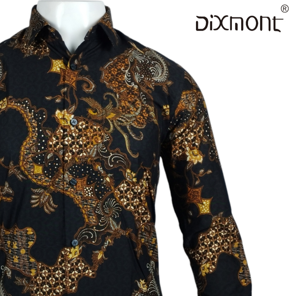 Dixmont Kemeja Batik Pria Basic Formal Lengan Panjang Hem BL00325