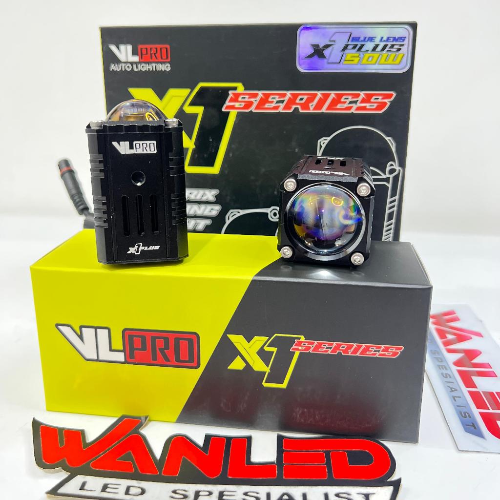 MINI PROJIE VLPRO X1 PLUS Blue Lens 50W 2 Warna Bi-LED mini Laser Lampu tembak Putih Kuning 12V 24V 