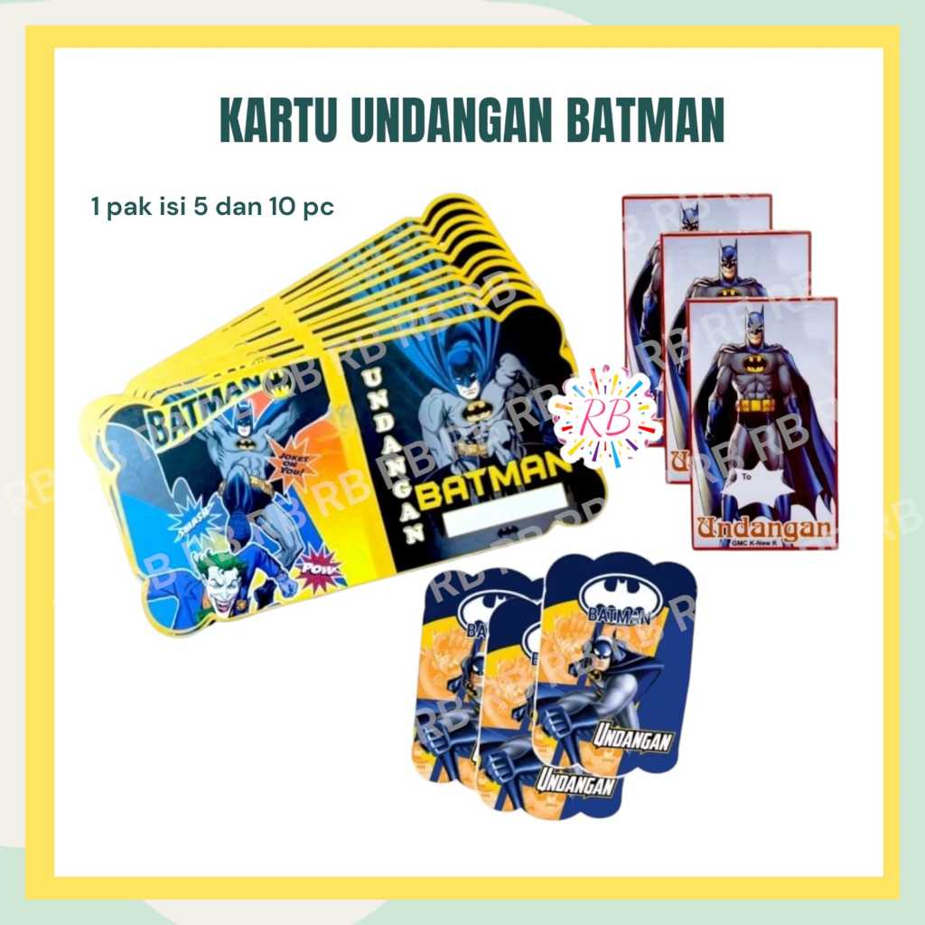 Kartu Undangan Ulang Tahun BATMAN Isi 10 / Kartu Undangan Ultah Anak Batman Begins
