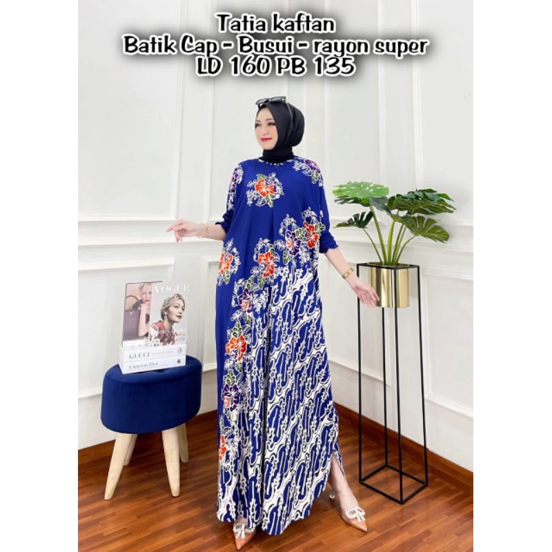 Kaftan Tatia - Batik Cap Original Bahan Rayon Super Busui Friendly Jumbo By Batik Cincaro Pekalongan