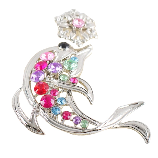 Bros Jilbab Hijab Kepala Kerudung Lumba B-101 Brooch Dolphin Crystal Blink Bling Bling Pernak Pernik