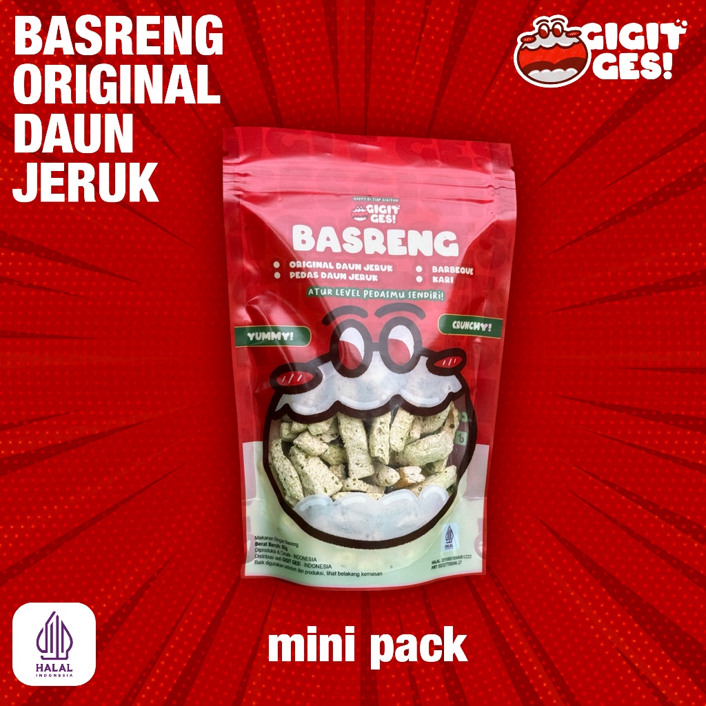 

Basreng Mini Pack Rasa Original Daun Jeruk Renyah Gurih Kriuk Krispy Rempah Snack Cemilan GIGITGES