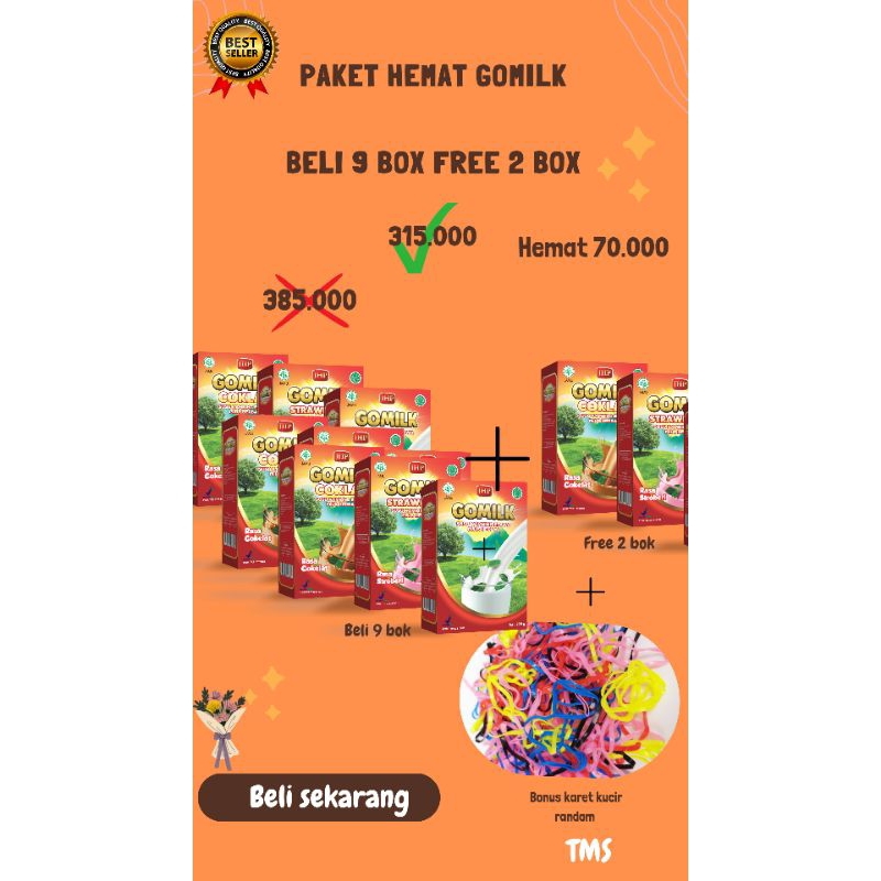 

PAKET HEMAT GOMILK BELI 9 BOK FREE 2 BOK UNTUk KELUARGA SEHAT, BAGUS UNTUK ANAK SAMPAI LANSIA