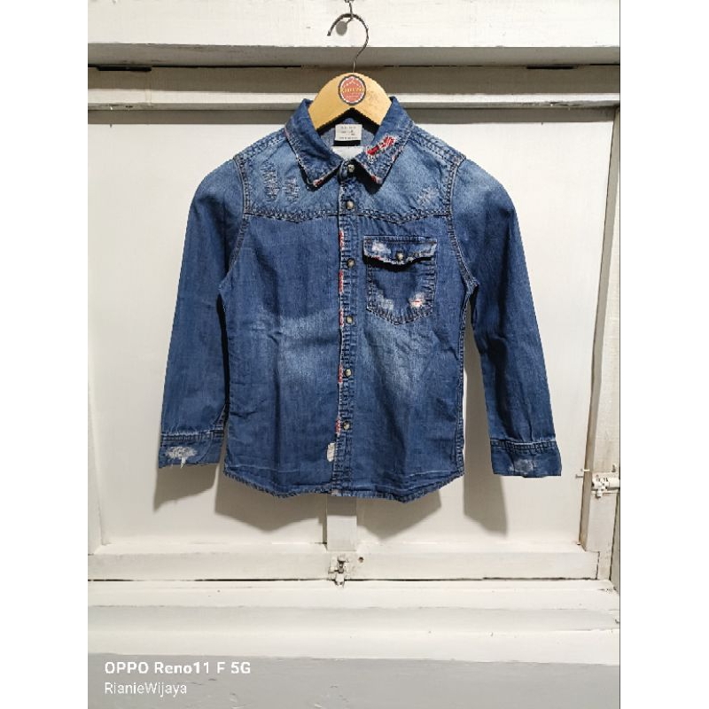 Zara Denim Kids Boys DisTressed Shirt