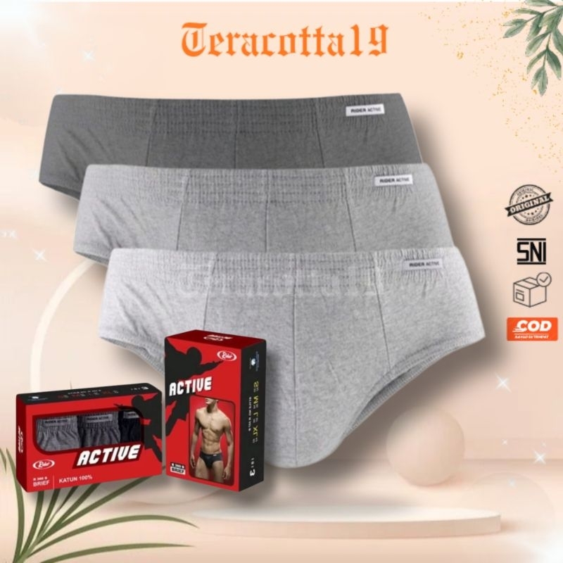 TERACOTTA19 - Celana dalam pria RIDER ACTIVE R 360 B [ 3 PCS ]