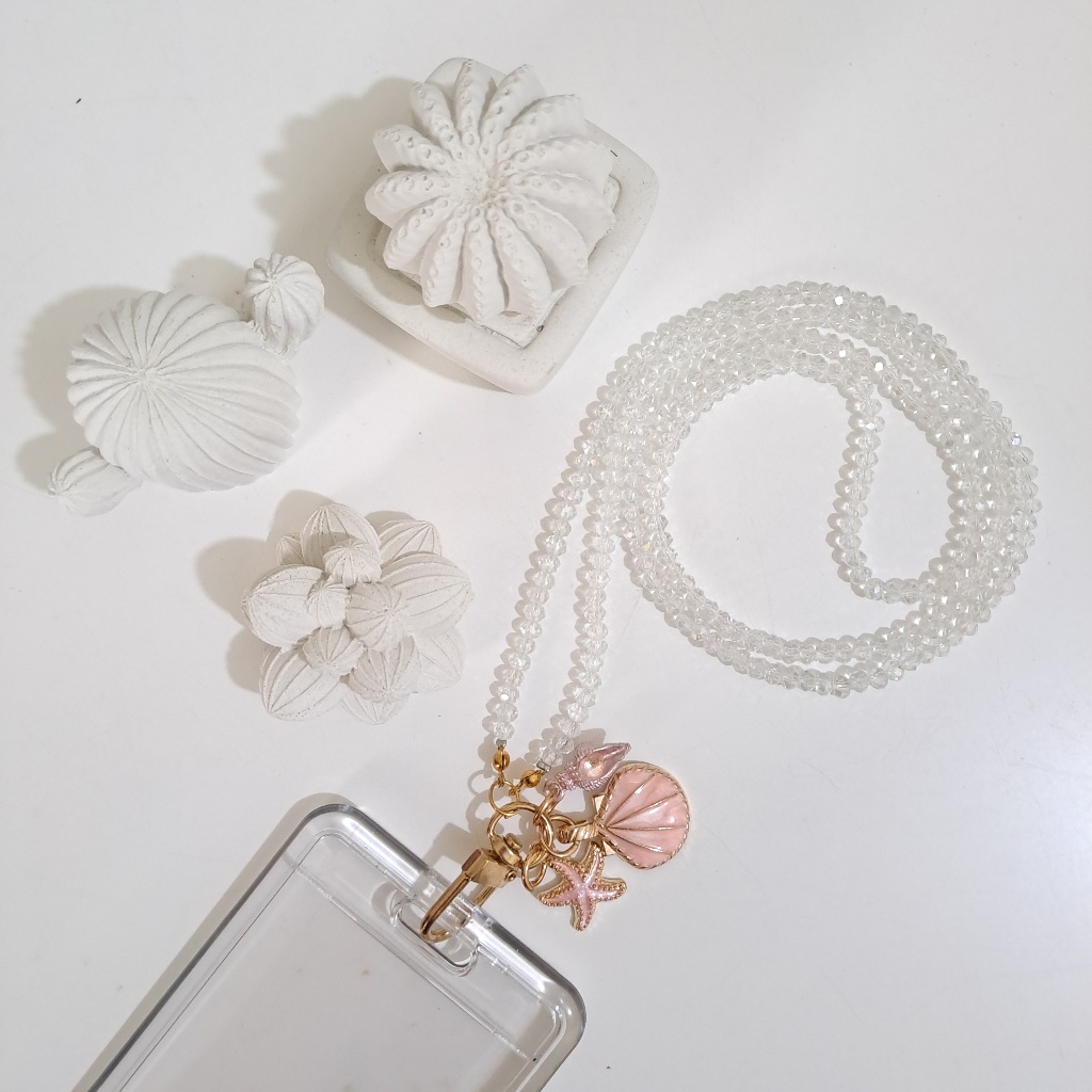 

Lanyard Id Card Crystal Sea Edition Stainless Steel - Name Tag Card Holder / Gantungan Id Card