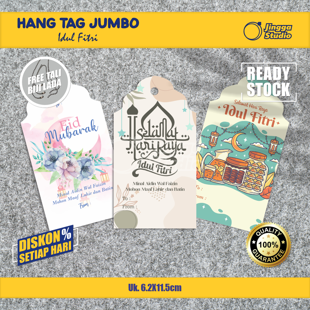 

Hang Tag Idul Fitri Eid Mubarak isi 10 Free Tali Biji Lada
