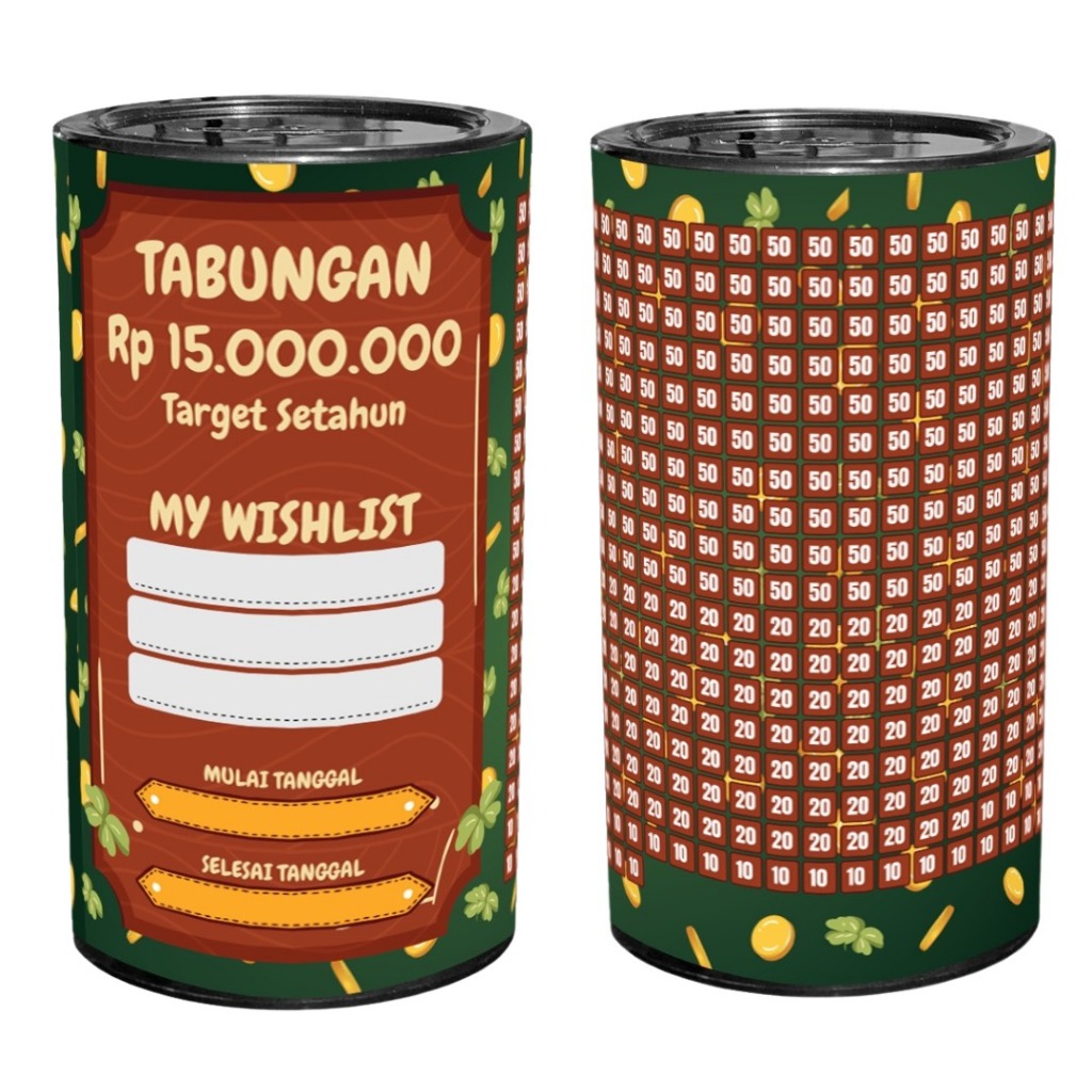 Cod Celengan Target 20Juta Ukuran L 20Cm-Bahan Plastik-Tabungan Uang Asli