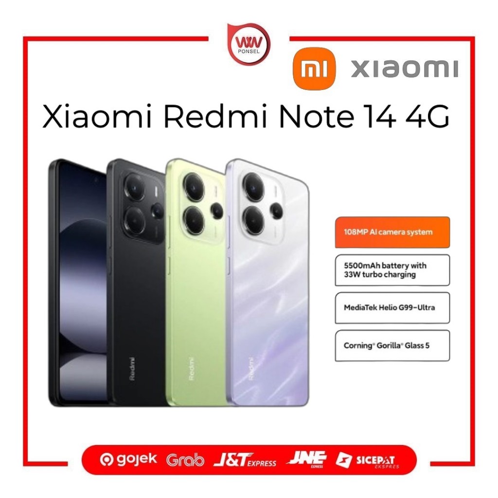 Hp Xiaomi Redmi Note 14 4G Ram 8GB Internal 256GB Garansi Resmi