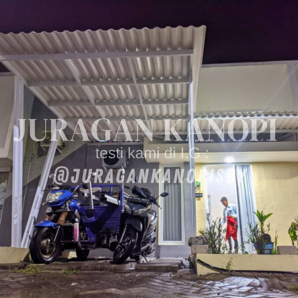 Kanopi minimalis atap Alderon single layer terpasang