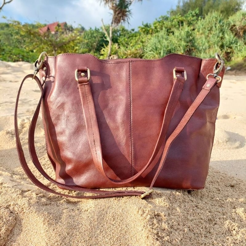 Tas Kulit Sapi Belina Polos Medium