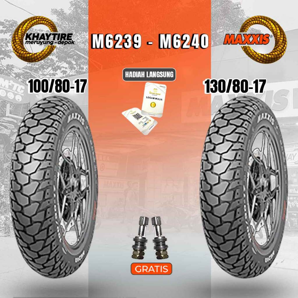 Paket Ban Motor Adventure MAXXIS 100/80 + 130/80 Ring 17 Tubeless