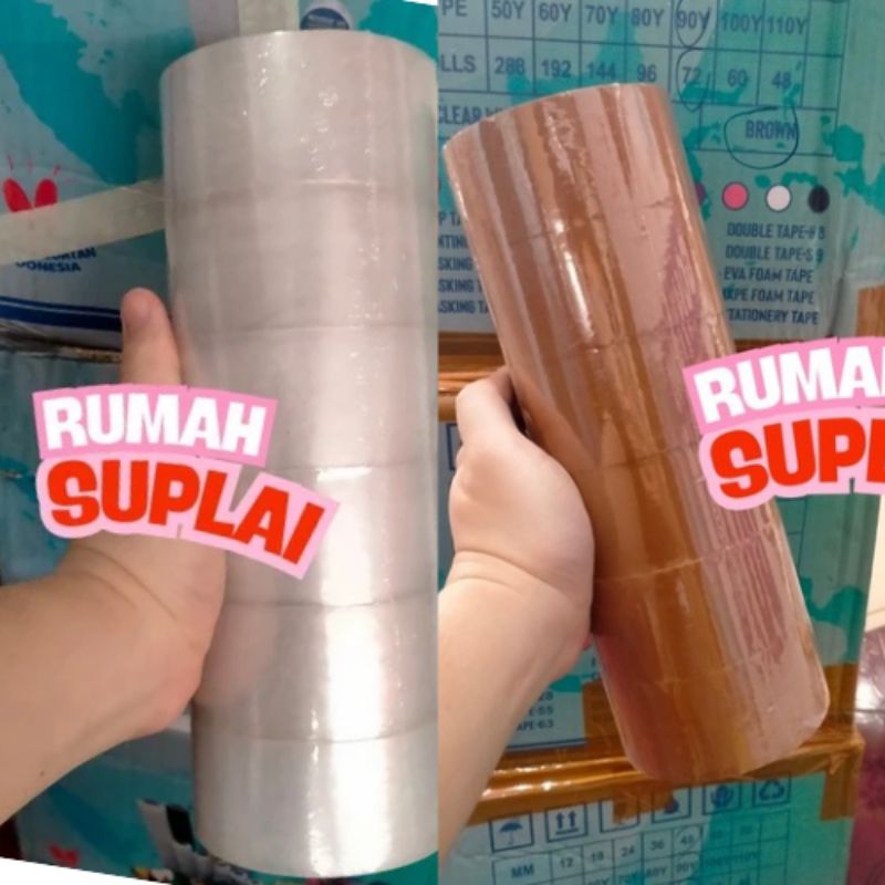 

SLOP) Lakban bening Lakban coklat 45mm, isi 6 pcs. Lakban murah 90 yard. Lakban seven star