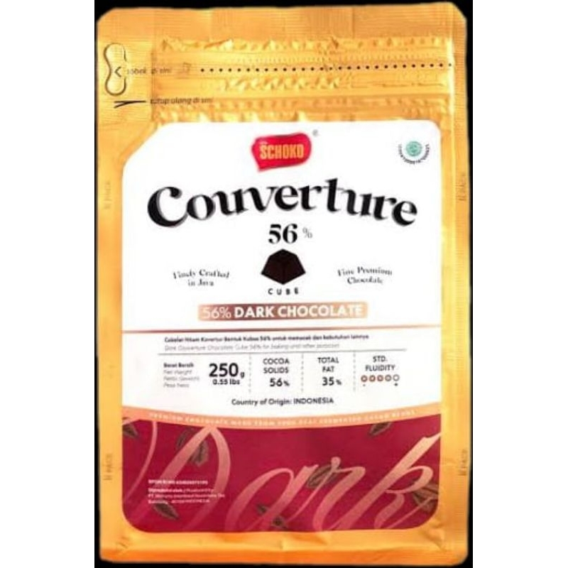 

Cokelat Couverture Cube Schoko Dark 56% / Milk / White - 250g