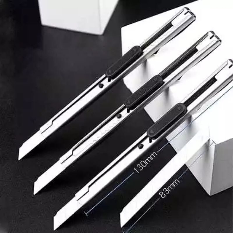 

ALGAN25 PISAU CUTTER 13CM BEIS STAINLESS TAJAM MURAH SERBAGUNA PISAU UKIR SEKOLAH KANTOR