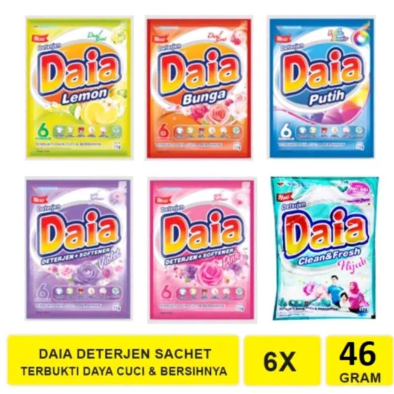 DAIA DETERGENT SACHET 46gr (terbukti Daia cuci dan bersihnya)