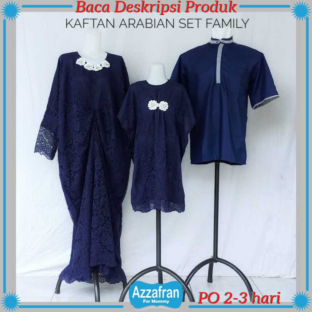 Kaftan Arabian Couple Navy | Gamis Brokat Anak Perempuan & Dewasa Baju Seragam Lebaran Brukat Murah