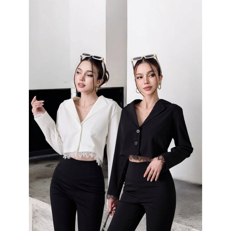 Emma Blazer (Korean Crop Long Sleeve Lace Blazer Cotton Candy Import Bangkok)