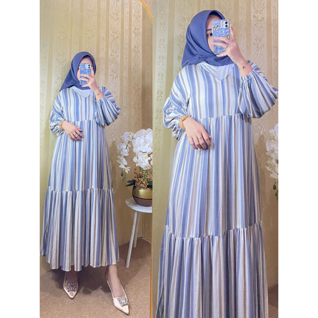 Tulir Midi Dress White | Midi Dress katun rayon | Midi Dress rayon | Dress | Gamis Midi | Dress leba