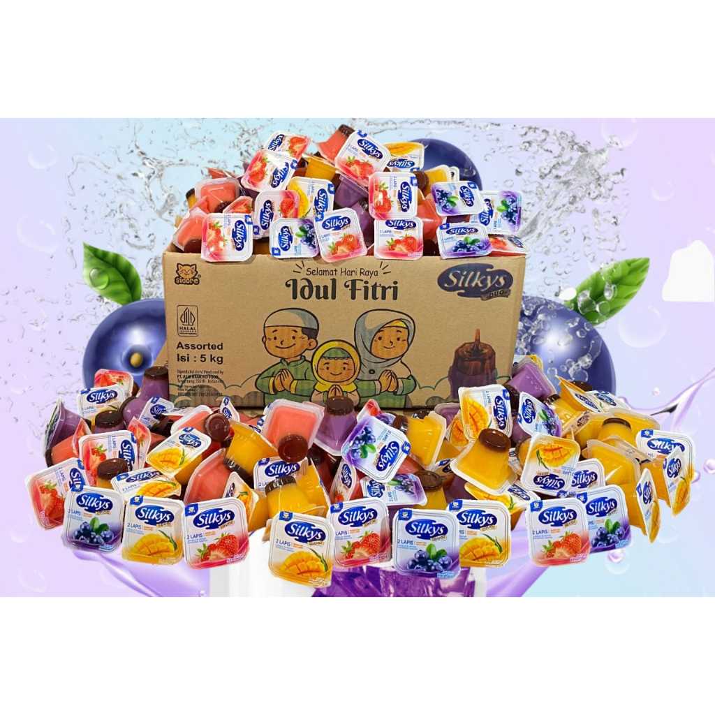 

[5Kg Mix Curah] Pudding Silkys 2 Lapis (Assorted/Dus) Rasa Buah-buahan