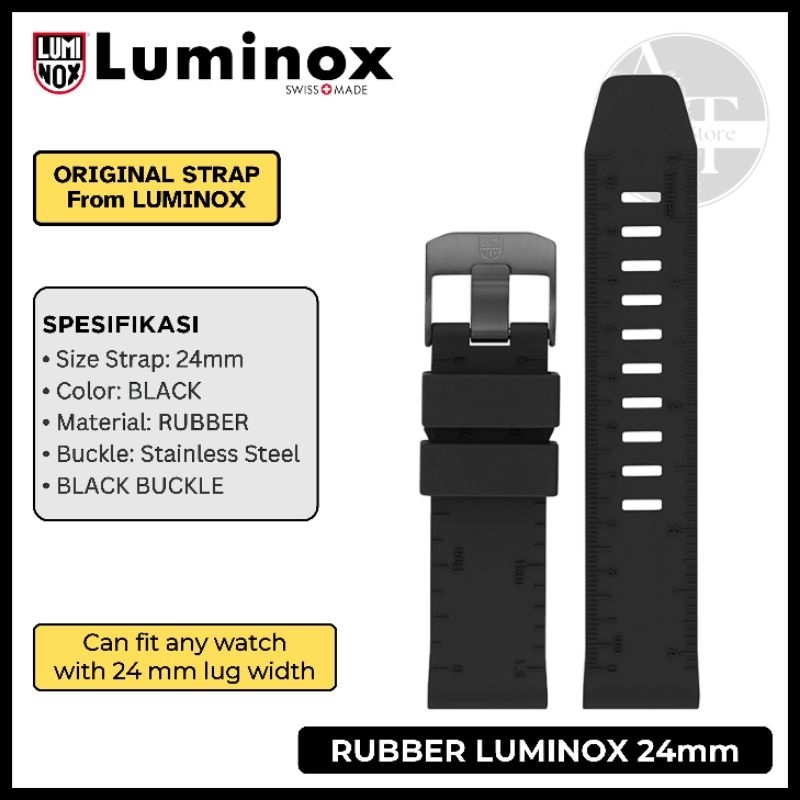 Rubber Strap Luminox 8830 Recon 24mm Black, Black Buckle ORIGINAL Resmi