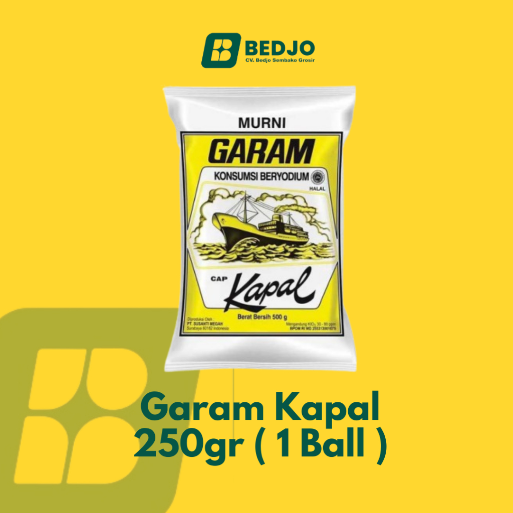 

Garam Cap Kapal 250g 1bal isi 40 bungkus