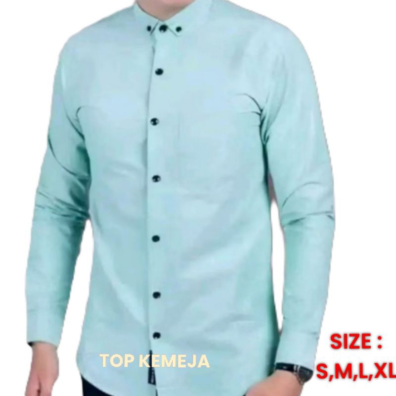 Kemeja hijau tosca pria Kemeja hijau mint pria Kemeja hijau tosca pria lengan panjang Kemeja hijau m