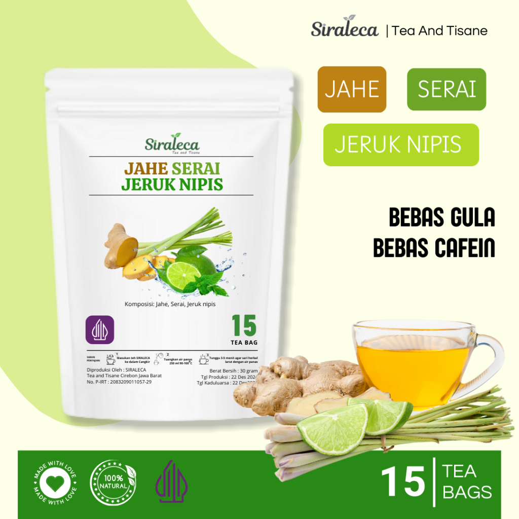 

TEH RIMPANG JSR JAHE SERAI JERUK NIPIS KEMASAN CELUP ISI 15 TEA BAG 100% ORGANIK