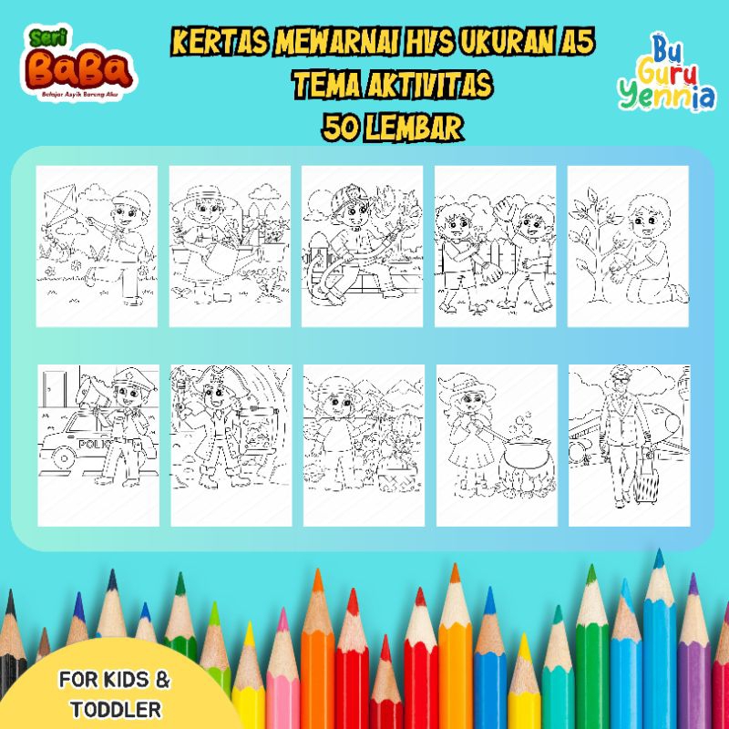 

Lembar Mewarnai isi 50 halaman ukuran A5 kertas HVS / sketsa / coloring